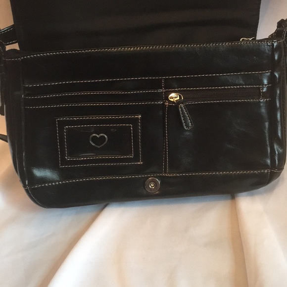 Giani Bernini Black shiny leather Purse Shoulder crossbody NWT - Picture 2 of 6